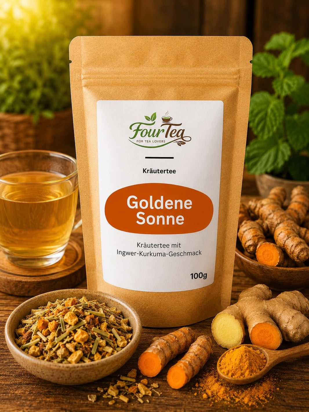 image Goldene Sonne - Kräutertee mit Ingwer-Kurkuma-Geschmack 100g