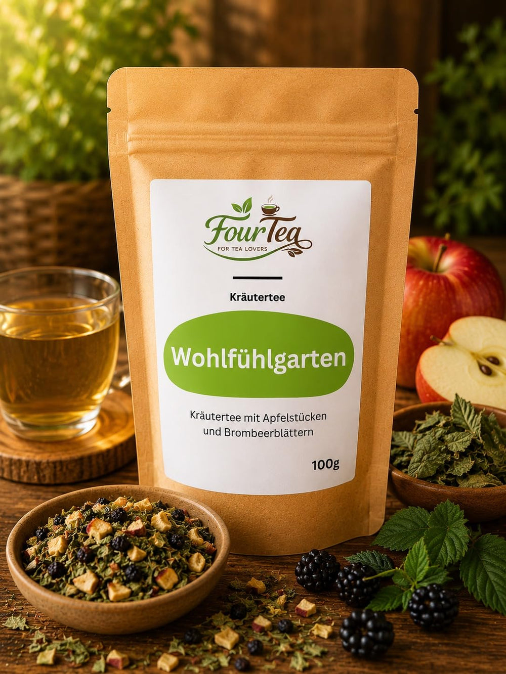 Wohlfühlgarten - Kräutertee mit Apfelstücken und Brombeerblättern 100g