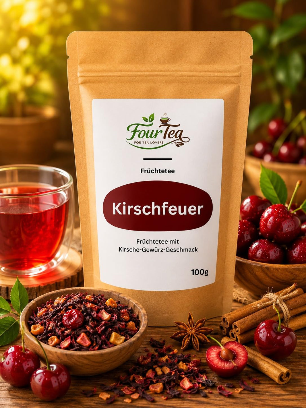 image Kirschfeuer - Früchtetee mit Kirsche-Gewürz-Geschmack 100g