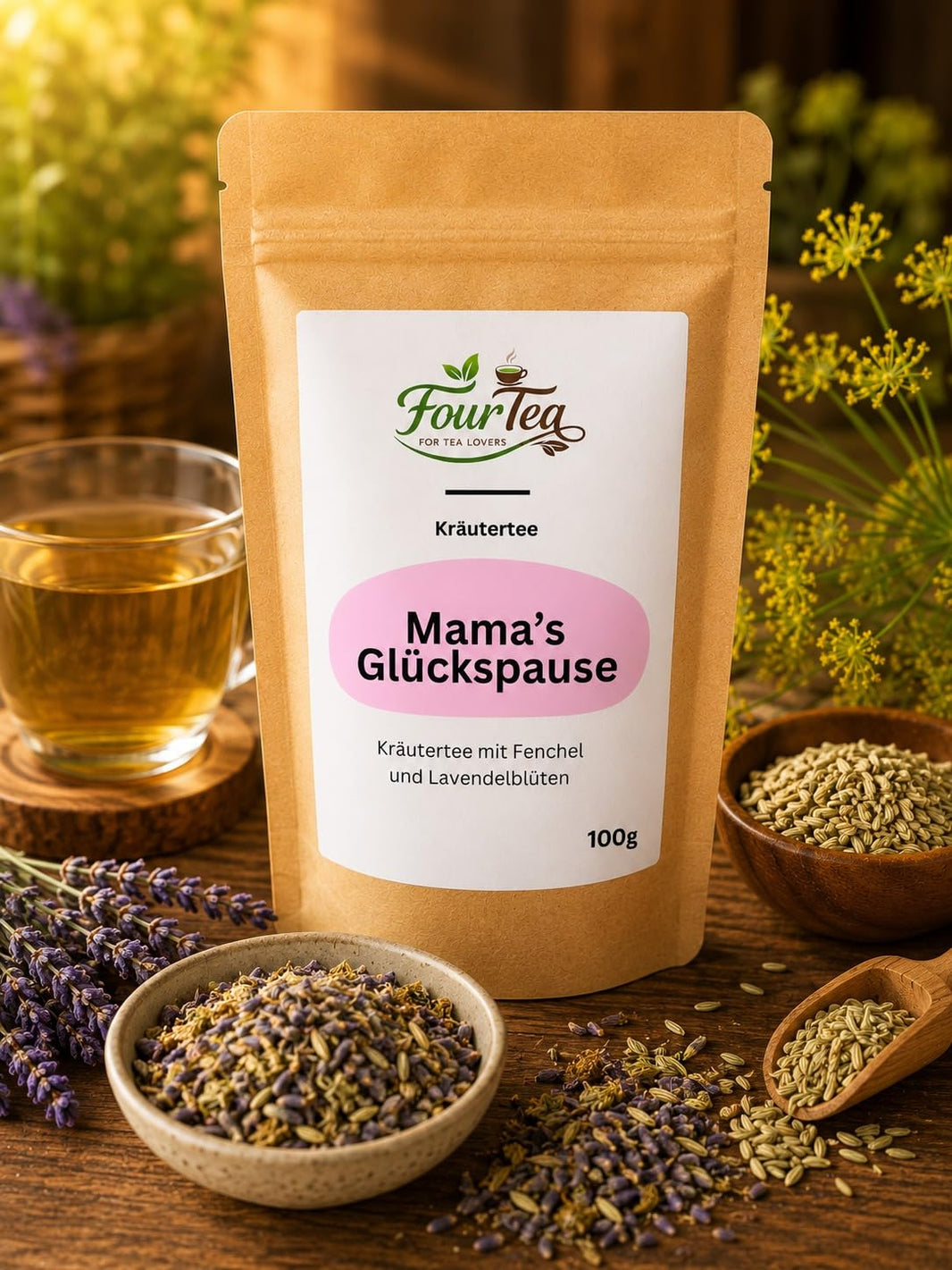 image Mama's Glückspause - Kräutertee mit Fenchel und Lavendelblüten 100g