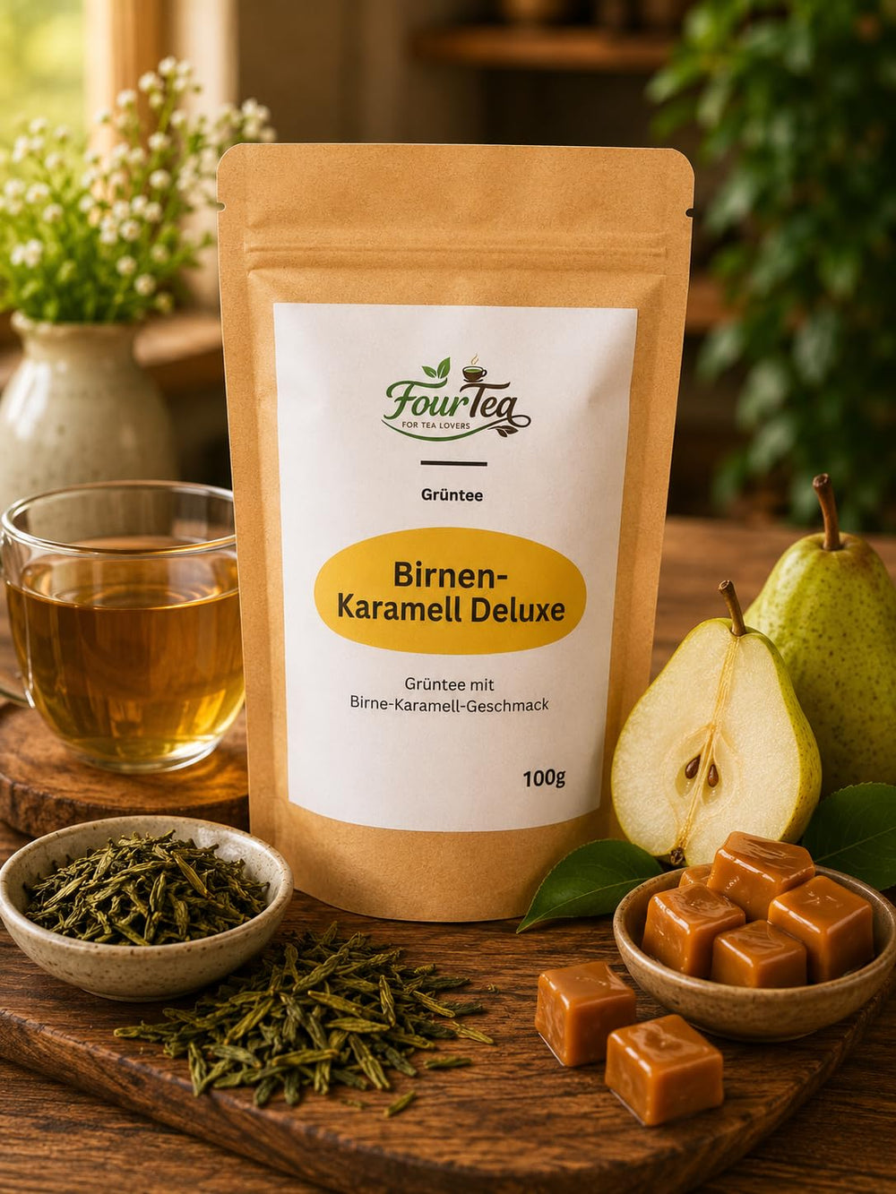 Birnenkaramell Deluxe - Grüntee mit Birnen-Karamell Geschmack 100g