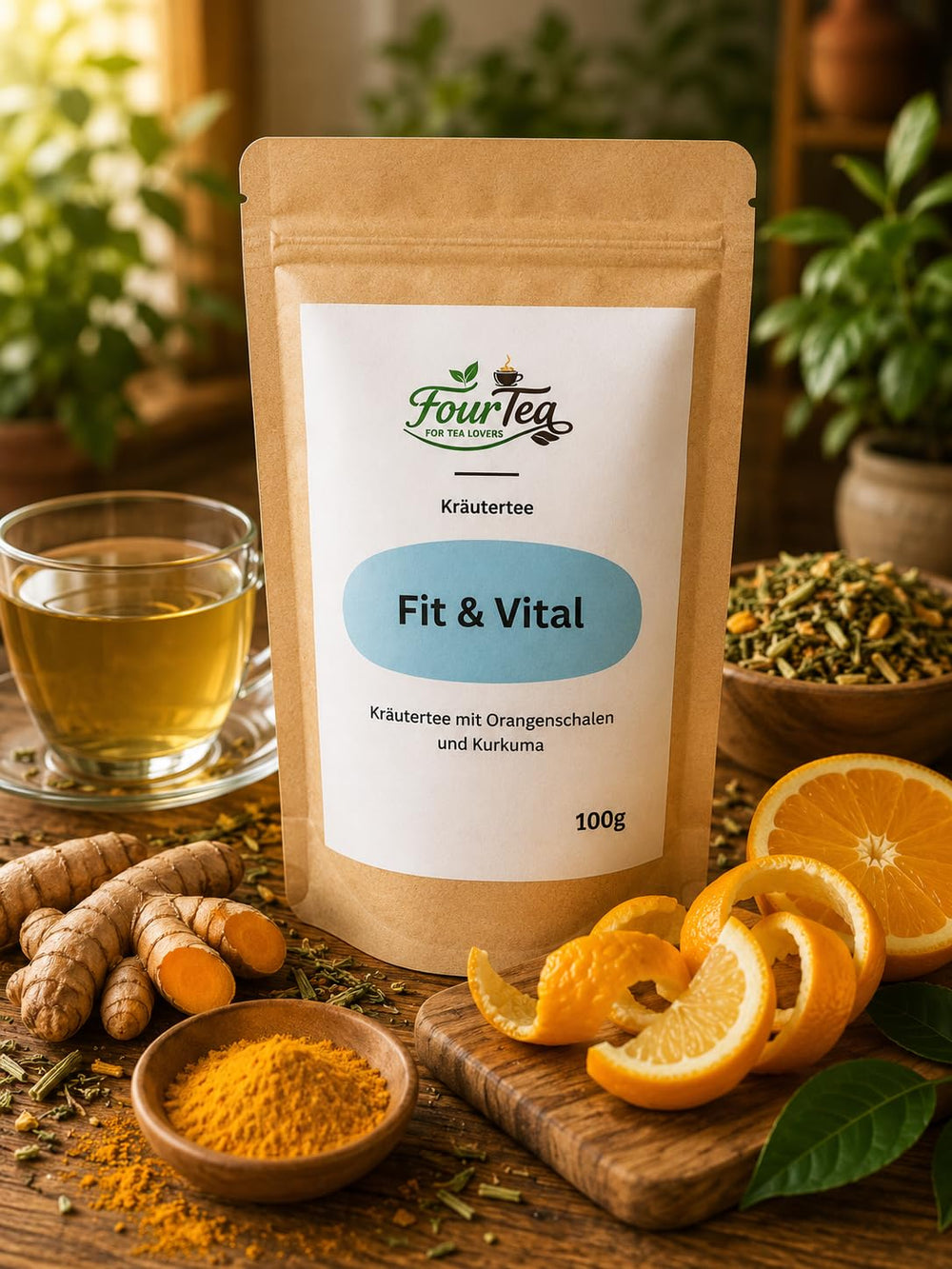 Fit und Vital - Kräutertee mit Orangenschalen & Kurkuma 100g