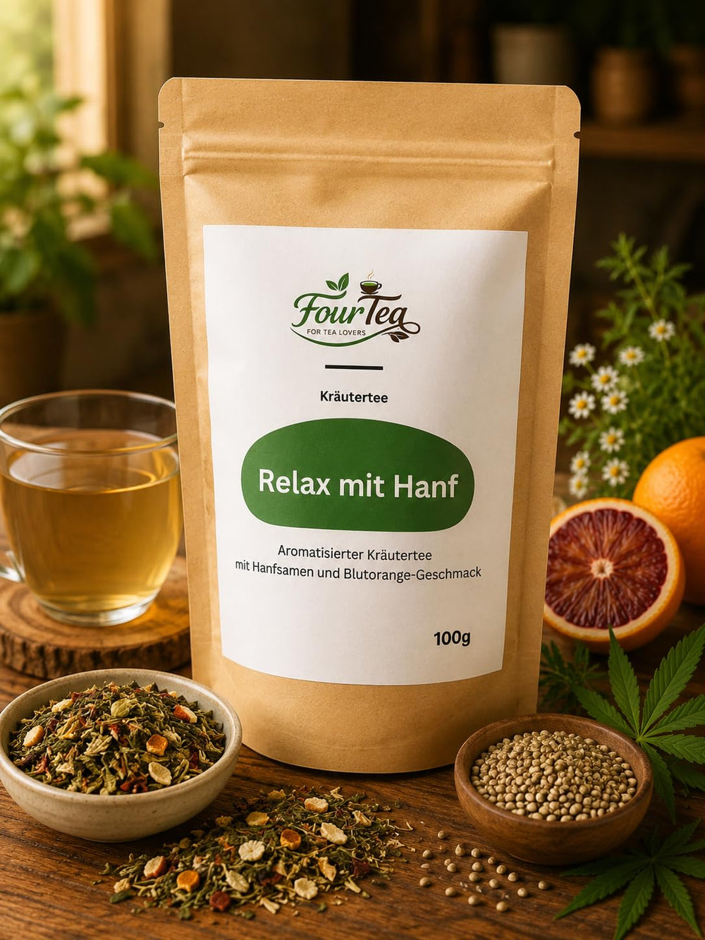 Relax mit Hanf – Kräutertee mit Hanfs & Blutorange 100g