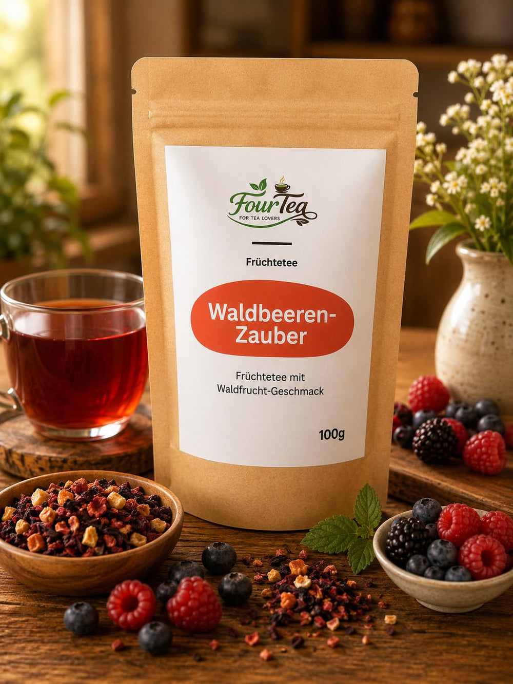 Waldbeerenzauber – Früchtetee mit Erdbeeren & Himbeeren 100g